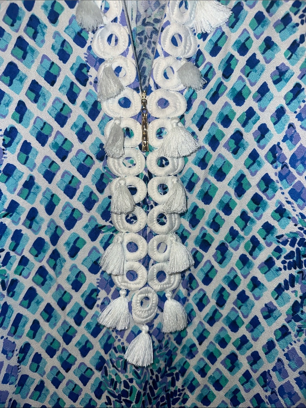 EUC! Lilly Pulitzer "Jane Resort" Costal Blue Geometric Pineapple Maxi Dress - Picture 3 of 6